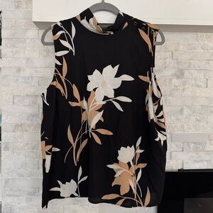 Ann Taylor Black and Tan Floral Blouse